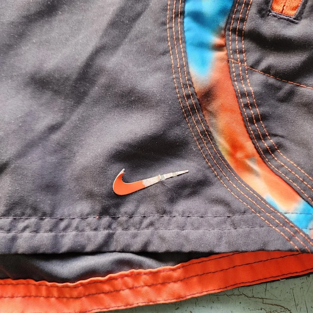 Nike Mens  Black and Orange Swim Trunks Size L‎